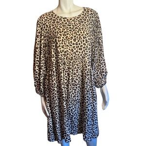 Uncle Frank  Womens Dress Medium Large Leopard Boho Hippie Peasant Knee Length